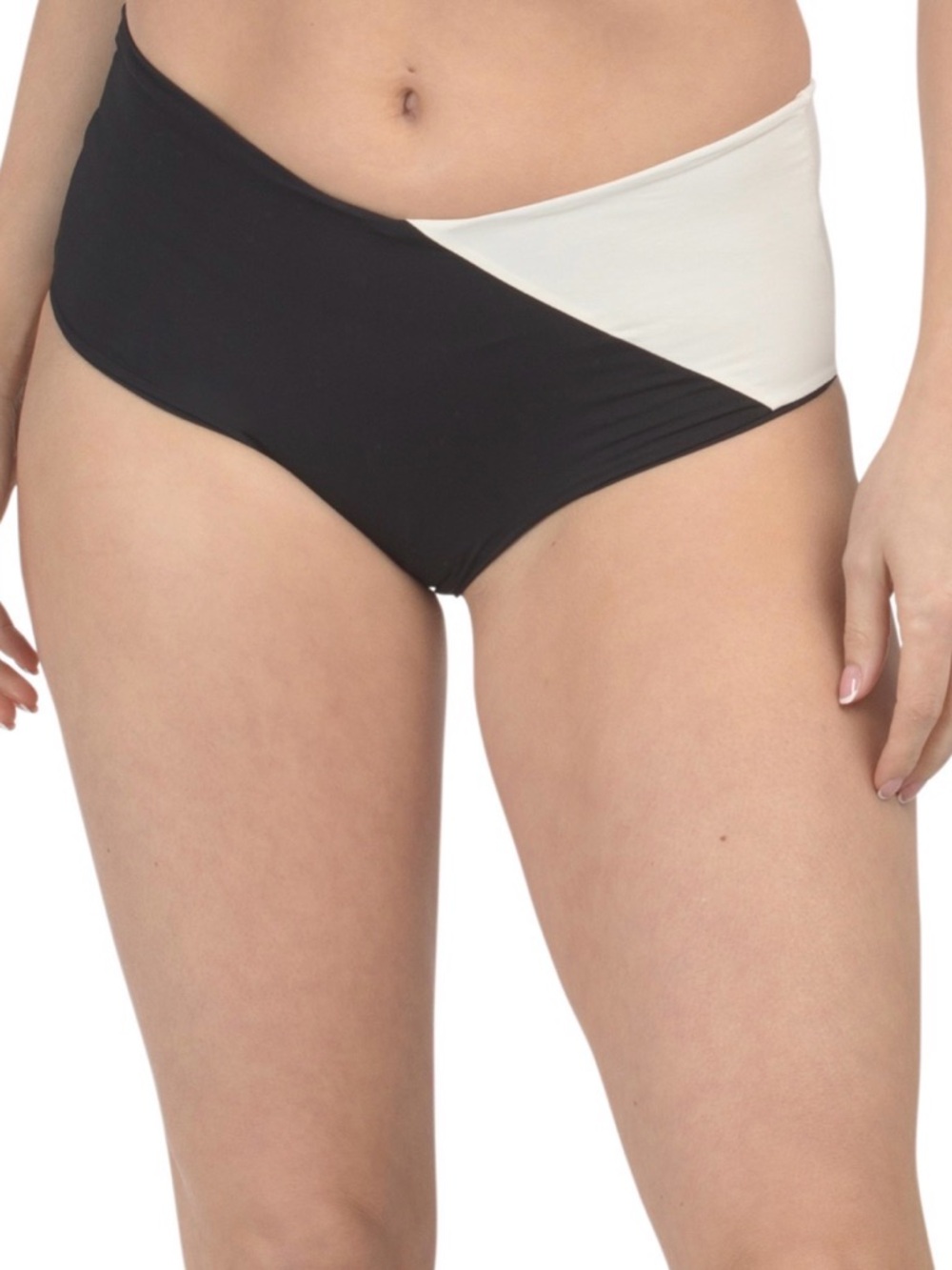 l*space Black and White Diagonal High-Waist Bikini Bottom